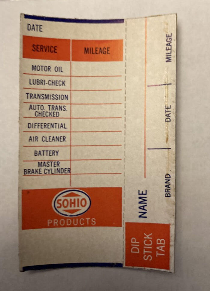 (image for) 1954 ORIGINAL SOHIO Oil Change Lubrication Sticker